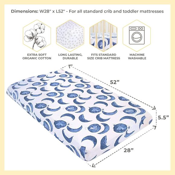 Lot of 2 Burts Bees Baby Organic Cotton Jersey Fitted Crib Sheets Navy Arrows - Picture 2 of 12